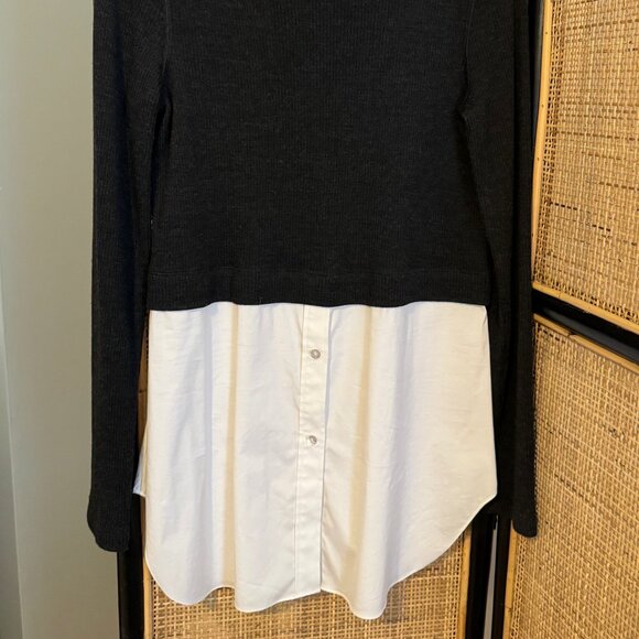 Theory twofer charcoal sweater with white button down | M - Picture 2 of 4